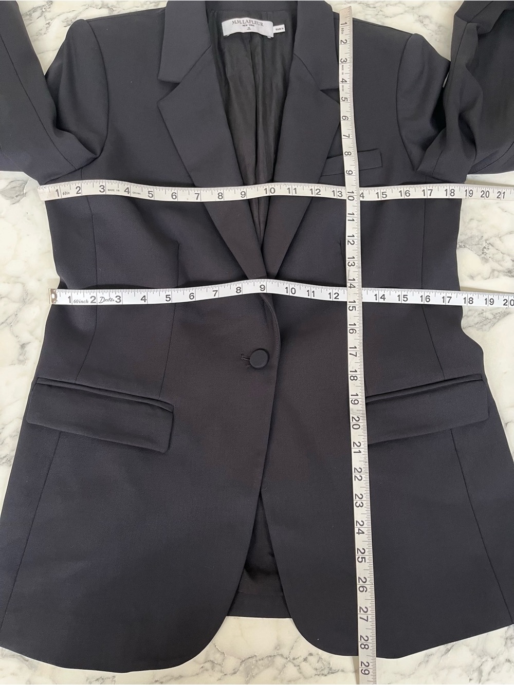 M.M Lafleur charcoal gray single button blazer wool stretch office career sz 10 - Picture 5 of 8